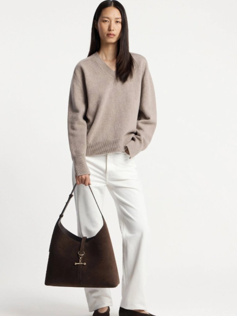 STRATHBERRY Kite Hobo Maxi Bag Suede Chocolate Brown - Picture 2 of 14